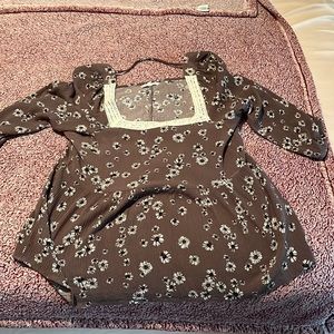 Brown with flowers and white